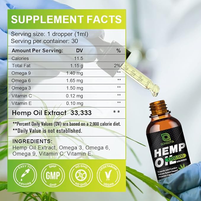 (2-Pack) High Potency Hemp Oil - 1,000,000 Maximum Strength - Helps Relaxation, Stress, Calming, Sleep - Organic Hemp Oil Extract - Vegan, Immunization Support, Non-GMO