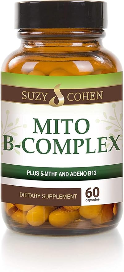 Suzy Cohen, Mito B Complex Dietary Supplement, 5-MTHF, Adeno B12, Methylation Support, Supports Healthy Nervous System, Boost Energy, Vitamin B, 60 Servings