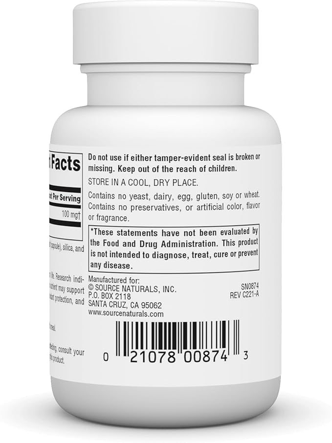 Source Naturals Coenzyme Q10 Antioxidant Support 100 mg for Heart, Brain, Immunity, & Liver Support - 30 Capsules