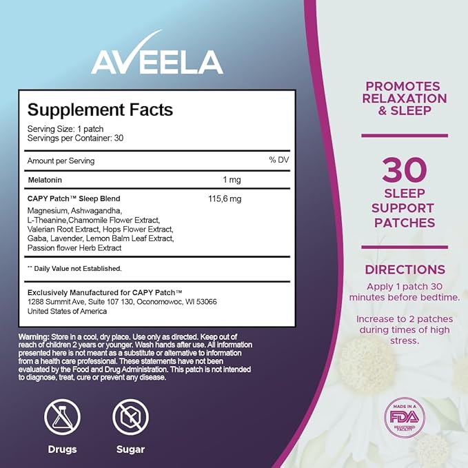Sleep Patches for Kids with Melatonin | Natural Sleeping Aid | Calm and Relax Patch to Sleep Better | Toxin-Free Sleeping Device to Support Quality Sleep and Reduce Fatigue | Baby Sleep Aid