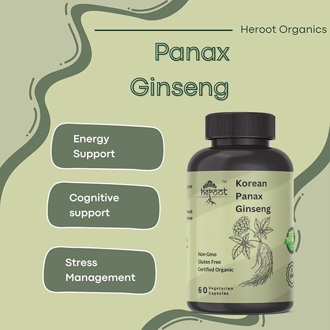 Panax Ginseng Capsule 500 MG Per Serving Energy, Serving for Mood, Cognitive Function and Energy Support, Non-GMO (Pack of 120 Capsule)