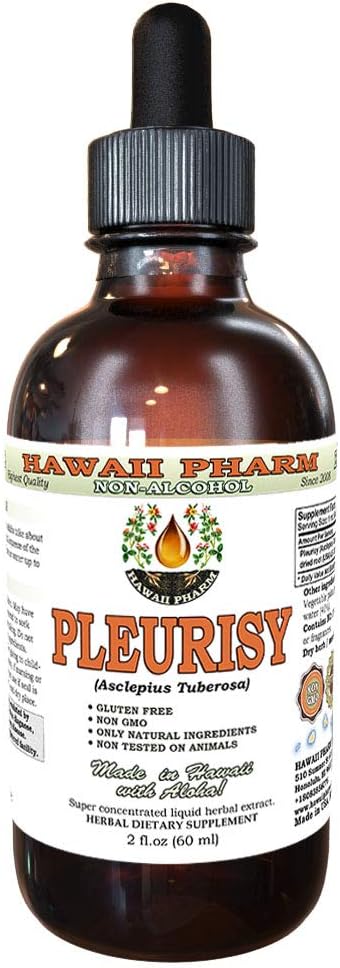 Hawaii Pharm Pleurisy Root Alcohol-Free Liquid Extract, Pleurisy Root (Asclepius tuberosa) Dried Root Glycerite Natural Herbal Supplement, USA 2 fl.oz