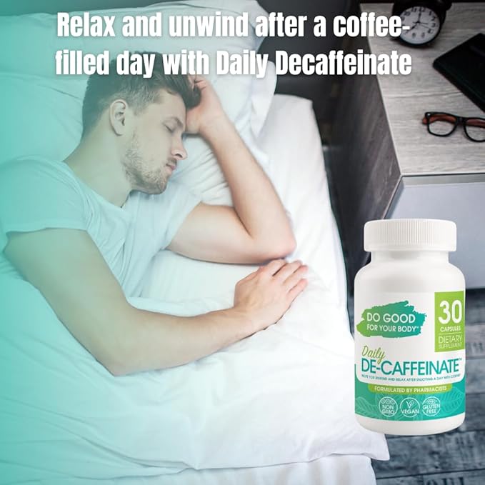 Daily De-Caffeinate, Rutaecarpine, Natural Acting Non-Addictive Deep Sleep Aid for Coffee, Caffeine Lovers, Unwind and Relax, 30 Capsules