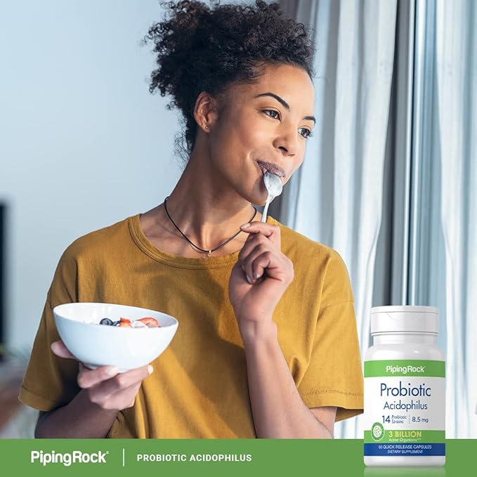 Piping Rock Probiotic Acidophilus Capsules | 60 Pills | 3 Billion CFU | Supplement for Women and Men | 14 Strains | Non-GMO, Gluten Free