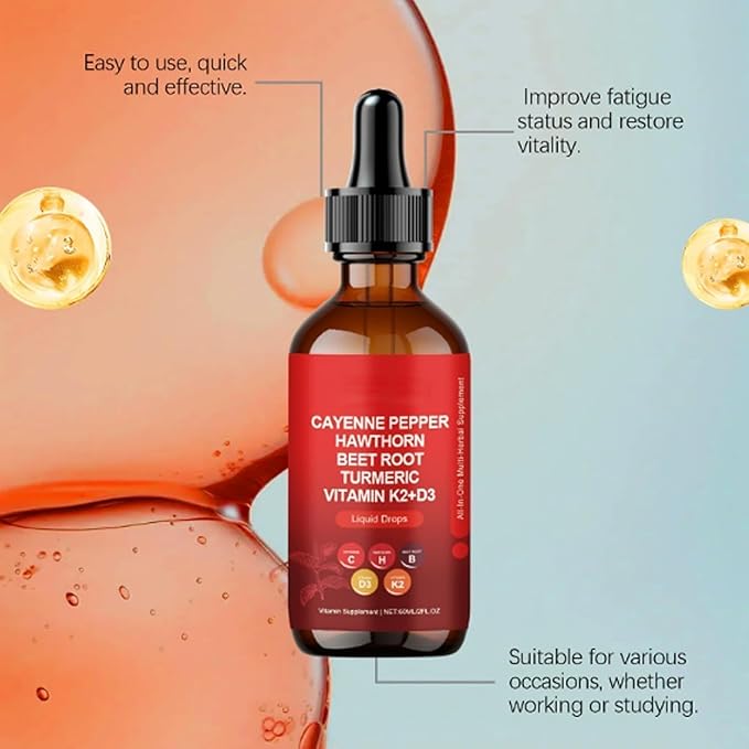 2pcs Cay enne Pepper Drops, Natural Cay en ne Pepper Liquid Drops,Ca Yen ne Pepper Extract,60ml (2)