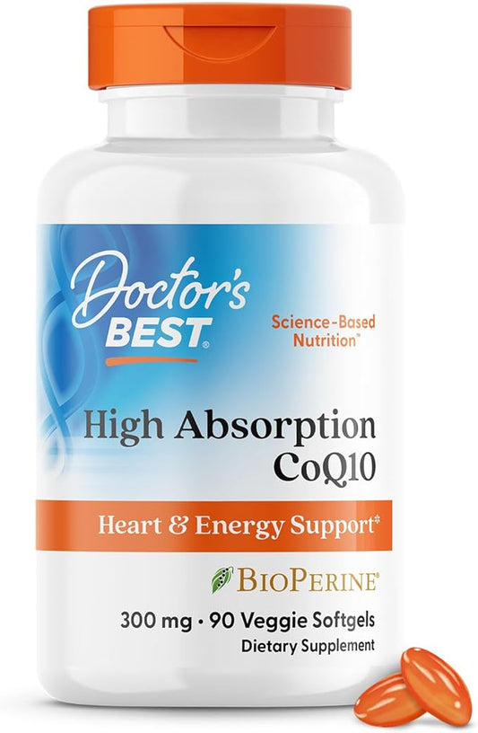 Doctor's Best High Absorption CoQ10, Heart & Energy Support, USP Verified, Naturally Fermented CoQ10, Non-GMO Gluten Free, Soy Free, Vegetarian 90 Veggie Softgels