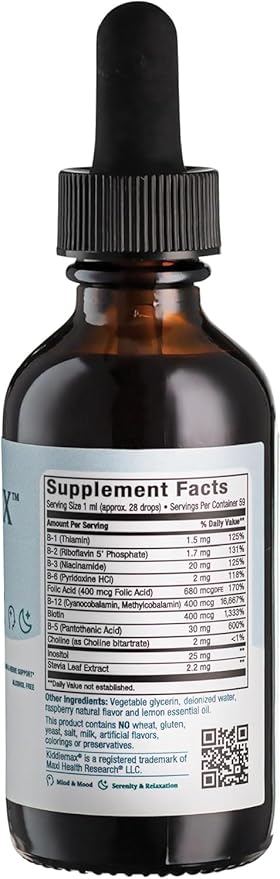 Maxi Health Raspberry Liquid Vitamin B Complex, Supplement with Vitamin B12 - Sublingual B Drops for Kids with B1 B2 B3 B5 B6 Biotin Folic Acid, For Energy & Brain Function - 2 fl. Oz, Green Pillbox