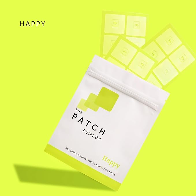 Happy Patches - Topical Stickers with 5-HTP, L-Theanine, Rhodiola Rosea, Inositol, Vitamin B6 & Vitamin D3 Transdermal Skin Sticker