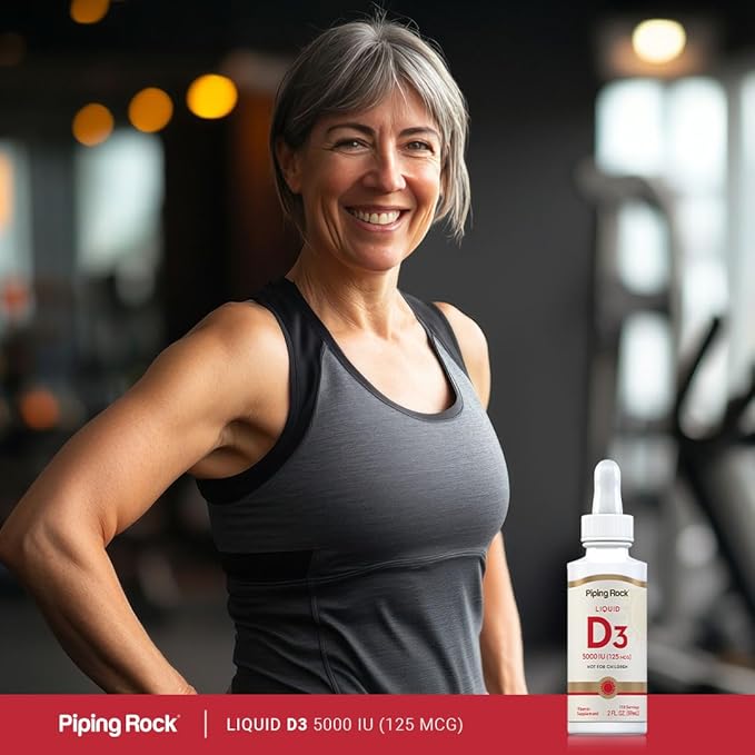 Piping Rock Vitamin D3 Liquid 5000 IU (125 mcg) | 2 oz | Vitamin D Drops for Adults | Vegetarian, Non-GMO, Gluten Free Supplement