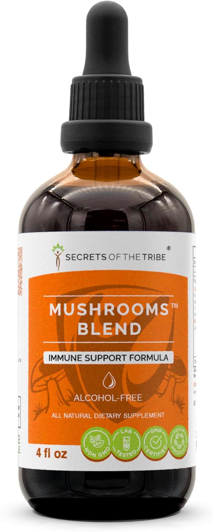 Secrets of the Tribe - Mushrooms Blend, Immune Support Formula, Herbal Supplement Blend Drops Alcohol-Free Liquid Extract (4 fl oz)