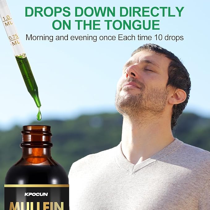 Mullein Drops for Lungs - Lung Cleanse - Leaf Extract - Powerful Mullein for Immune Support,Detox & Respiratory Support - Herbal Supplements - 4 fl oz