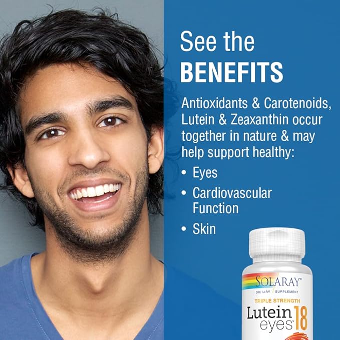SOLARAY Triple Strength Lutein Eyes, 18 mg | Eye & Macular Health Support Supplement w/Naturally Occurring Lutein and Zeaxanthin | Non-GMO | 30 Count