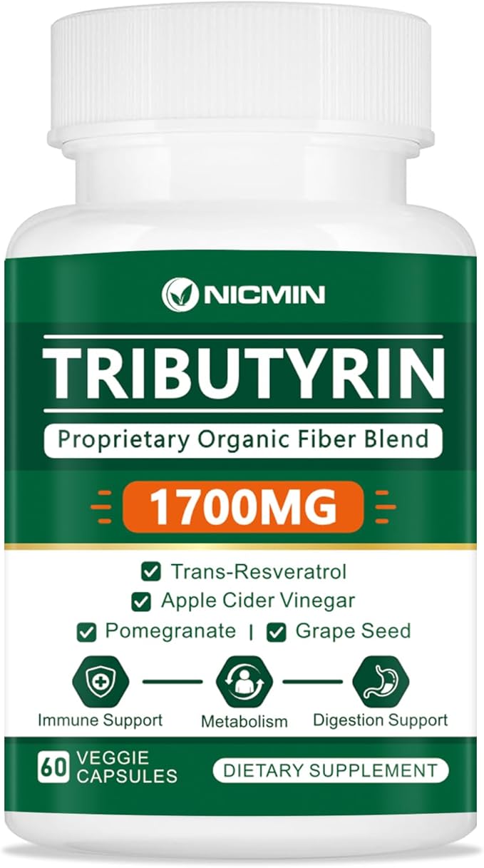 Tributyrin Supplement - Premium Butyrate Gut Health Supplement for Leaky Gut 60 Capsules