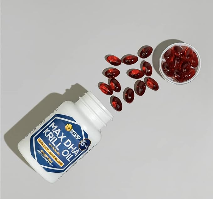 Antarctic Krill Oil Supplement - DHA EPA Omega 3 Supplement with Antioxidant Astaxanthin - Omega 3 Fish Oil to Support Brain, Heart & Joint Health - 60 Krill Oil SoftGels