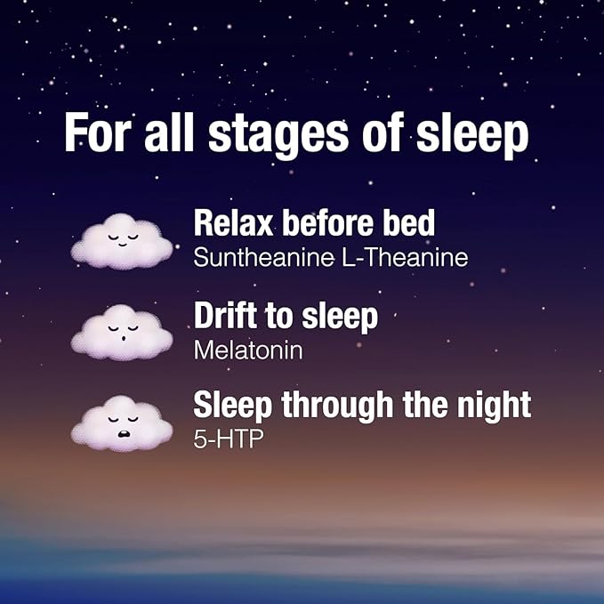 Natural Factors Stress-Relax Tranquil Sleep Extra Strength, with Suntheanine L-Theanine, 5-HTP, Melatonin, 60 Tablets