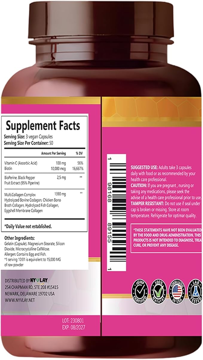 Multi Collagen Complex 1500 MG 150 Capsules | Dietary Supplement | Extra Strength Natural Formulation | Support Strength & Energy