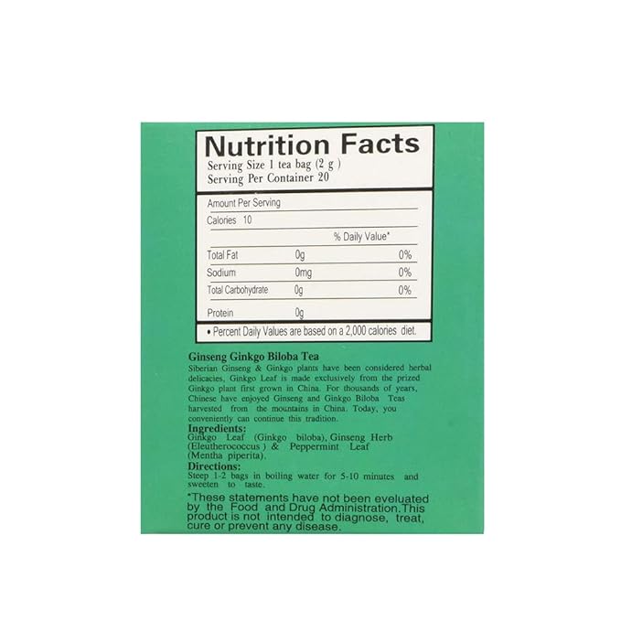 Royal King Ginseng Ginkgo Biloba Tea (20 Tea Bags) - 3 box pack