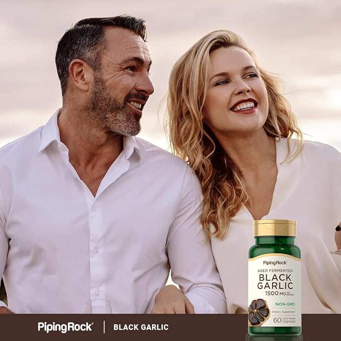 Piping Rock Black Garlic Capsules 1500mg | 60 Count | Aged and Fermented | Non-GMO, Gluten Free