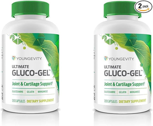 Youngevity Ultimate Gluco-Gel -for Joints, Tendons, Bones & Cartilage | Contains Glucosamine, Gelatin & Manganese | 2 Bottles