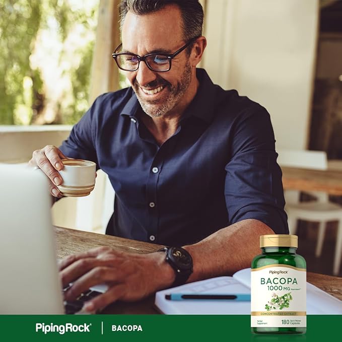 Piping Rock Bacopa Monnieri Supplement 1000mg | 180 Capsules | Herbal Extract |Non-GMO & Gluten Free