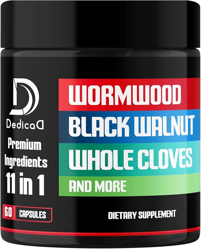 Wormwood Capsules Supplement - Extracted from Black Walnut, Cloves, Turmeric, Apple, Berberine HCl & More - 11 Ingredients combined for Immune System, Body Management & Digestion Health - 60 Capsules
