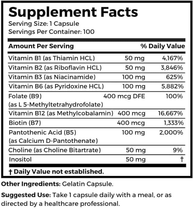 Dr Clark Store B Vitamin Complex (SuperB100), 501 mg 100 Gelatin Capsules