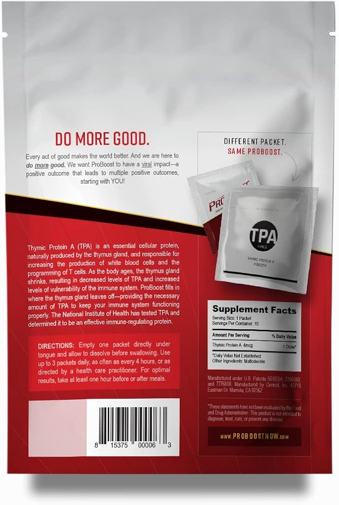 Thymic Protein A Powder Packets (4 McG TPA) – Immune System Support Supplement - All Natural, Non-GMO Formula - 10 Packets