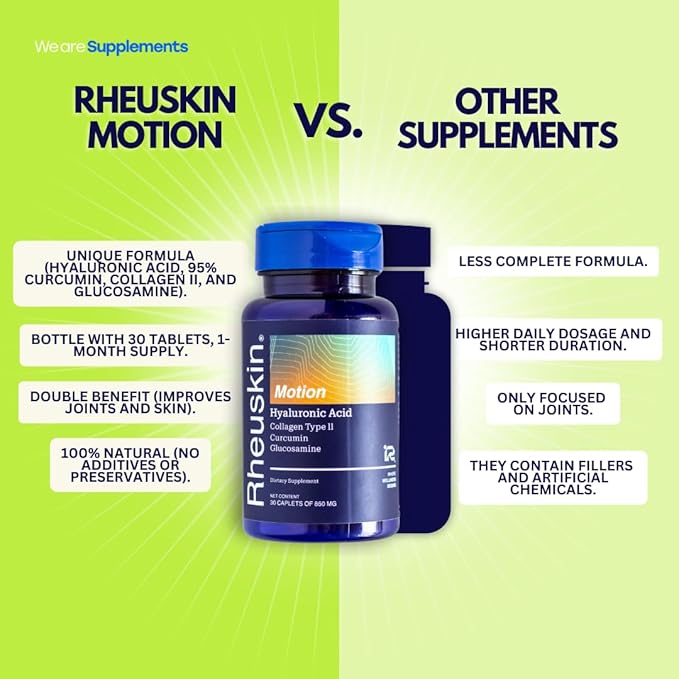 Motion Advanced Joint Support – Hyaluronic Acid, Glucosamine, Curcumin & Collagen – 3-in-1 Supplement for Joint Pain Relief, Flexibility & Mobility – 30 Caplets, 850mg