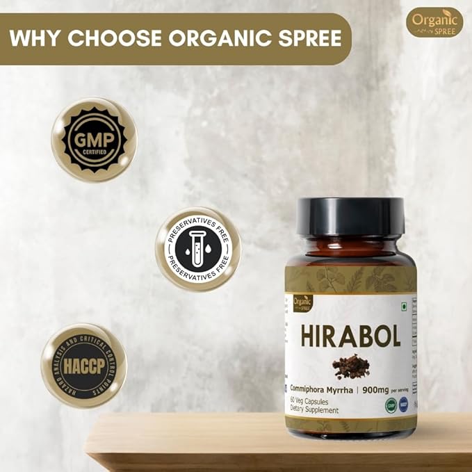 HIRABOL 60 Capsules | Commiphora myrrha (Hirabol) | 900mg per Serving | Natural 60 Capsules - Pack of 2