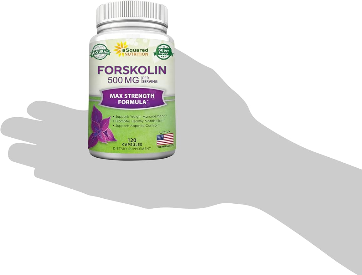 aSquared Nutrition Forskolin 500mg Max Strength -120 Capsules, Natural Supplement for Pure Weight Loss Fuel, Coleus Forskohlii Root-Forskolin Diet Pills, Belly Buster Pure Fat Burner 2X Slim Trim Lose