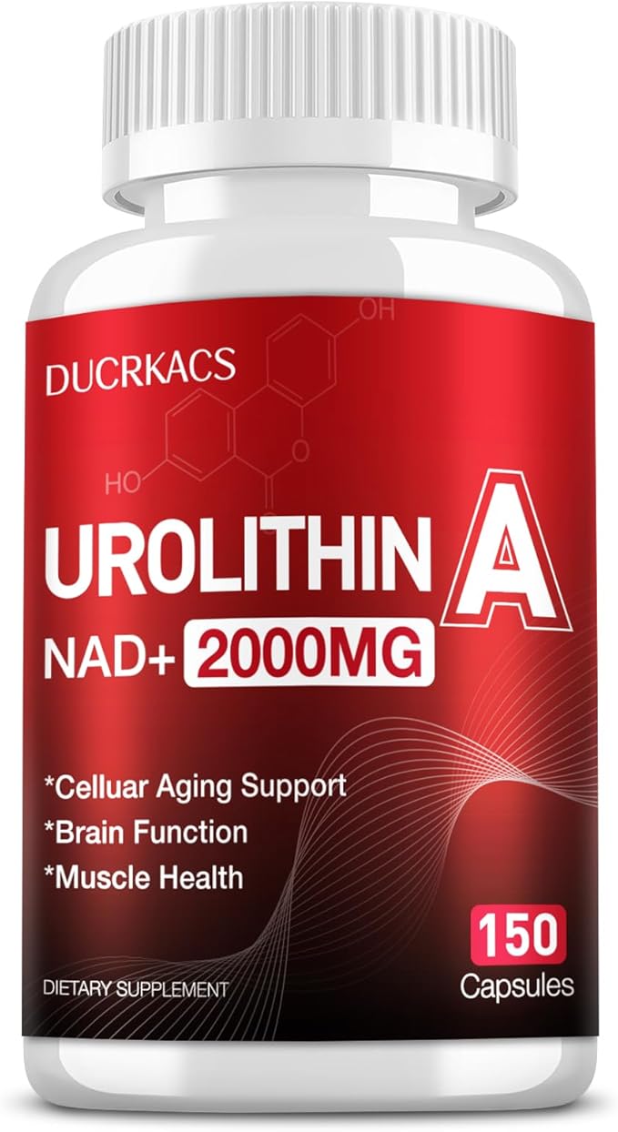 Urolithin A Supplement 2000MG for Anti-Aging, Antioxidants and Mitochondrial Support, High Purity & Potency NAD+ Supplement for Cell Regeneration, Resveratrol, Nicotinamide Riboside, 150 Capsules
