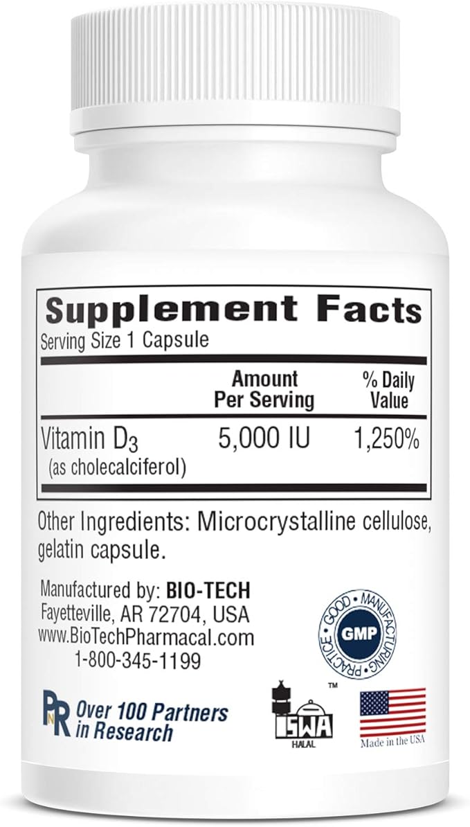 D3-5 (5000 IU) Vitamin D3 (Cholecalciferol)