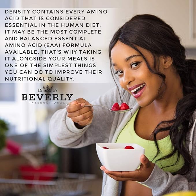 Beverly International Density, 150 Tablets. Essential Amino Acids (EAAs). Boost Your Body's EAAs and Build Muscle Easier with Density. Complete and Balanced Formula. Unlock Your Vegan Potential