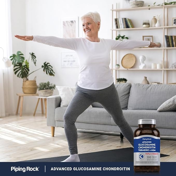 Piping Rock Glucosamine Chondroitin Turmeric MSM | 300 Caplets | Triple Strength | Advanced Supplement | Non-GMO & Gluten Free