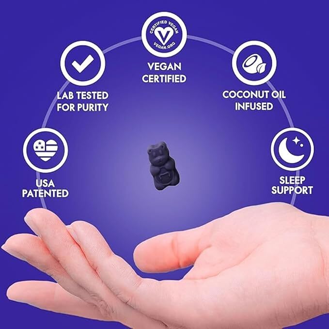 Sugarbear Sleep Gummy 6 Month Supply, Extra Strength Melatonin 6mg, for Men & Women, Vegan Vitamin B6, L-Theanine, 5 HTP, Valerian, Sleep Aid for Adults & Teens, Certified Kosher, Halal, Cruelty-Free