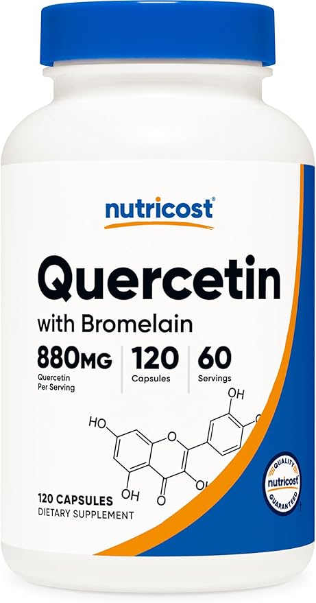 Nutricost Quercetin with Bromelain, 880mg Quercetin + 165mg Bromelain Per Serving, 120 Capsules, 60 Servings (2 Caps Per Serving) - Vegetarian, Non-GMO & Gluten Free