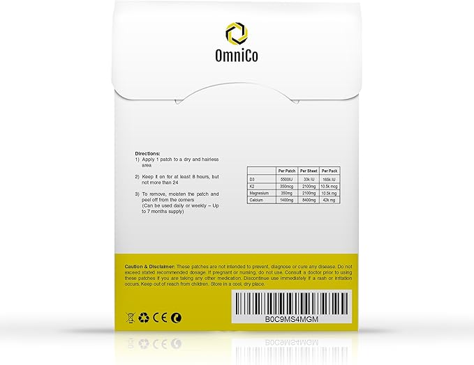 OmniCo - D3 + K2 + Calcium Patches – 30 Pack