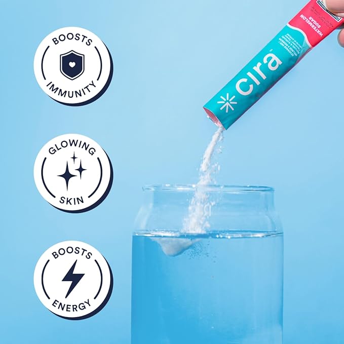 Cira Hydration Stick Packs - Electrolyte Powder & Drink Mix for On-The-Go Dehydration Relief & Recovery - Watermelon Sugar, 20 Servings