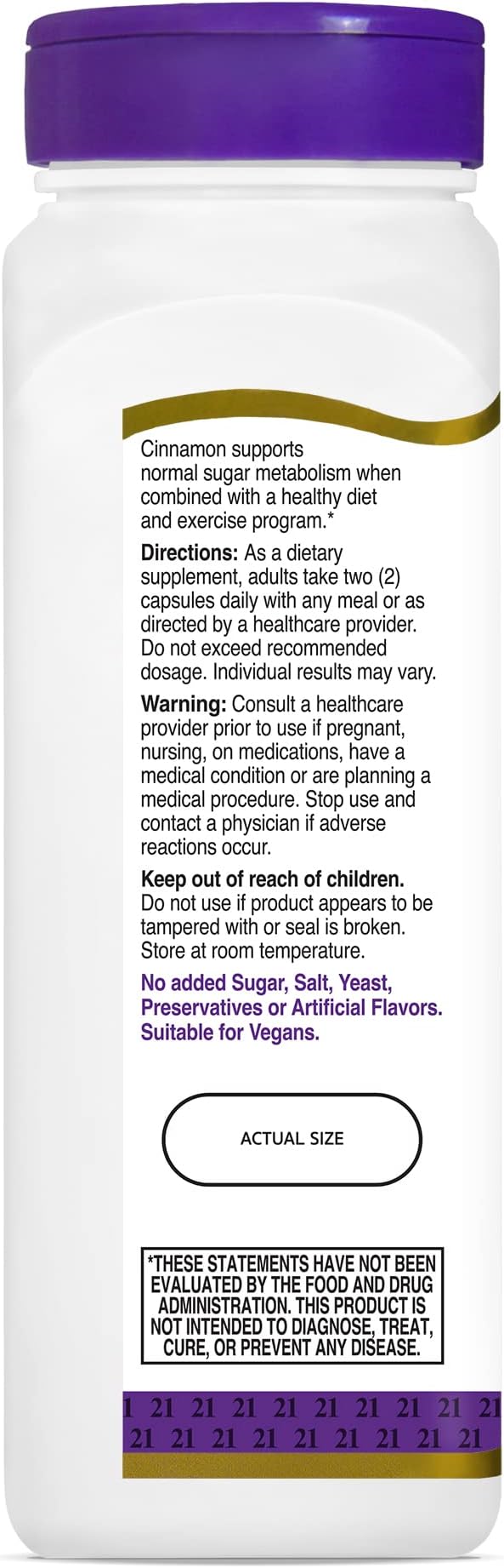 21st Century Cinnamon, 500mg, 120 Vegicaps