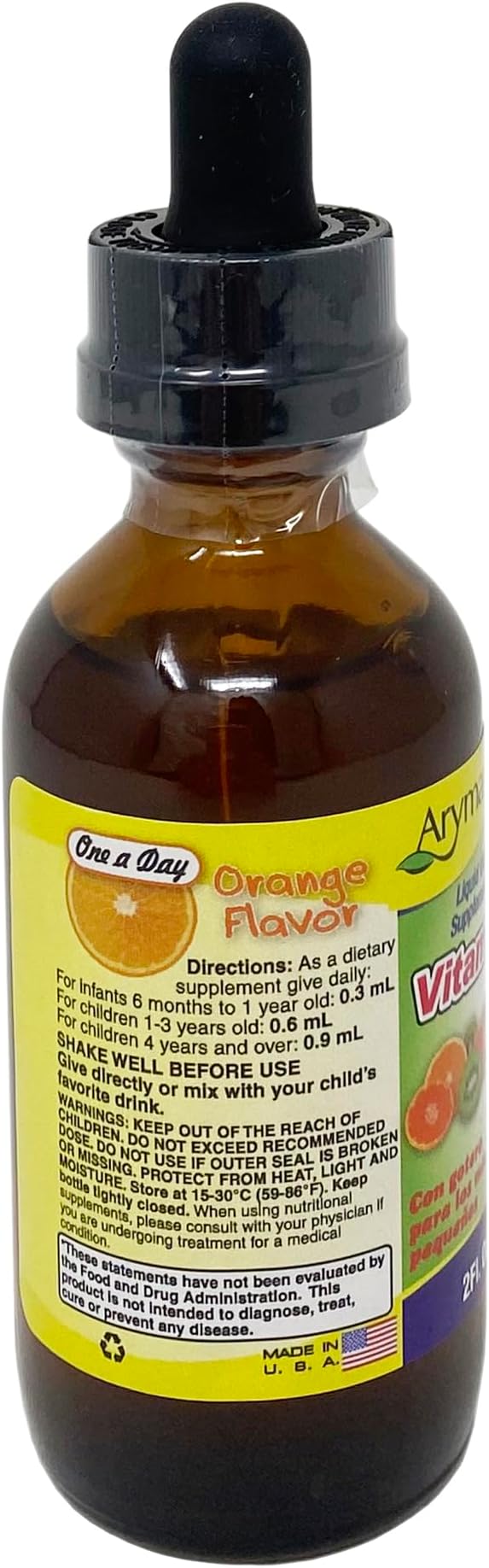 ARYMAR Vitamin C Drops for Children, Immune Support, Antioxidant, Orange Flavor (2 Fl Oz/Pack of 2)