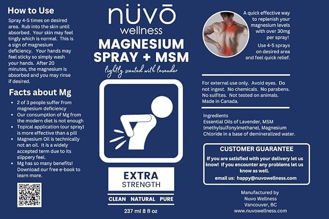 Magnesium Oil Spray with MSM - Spray it Away with Magnesium - Fast Acting Transdermal Formula to Relax Muscles - Lightly Scented with Lavender - Product of Canada 100 ml