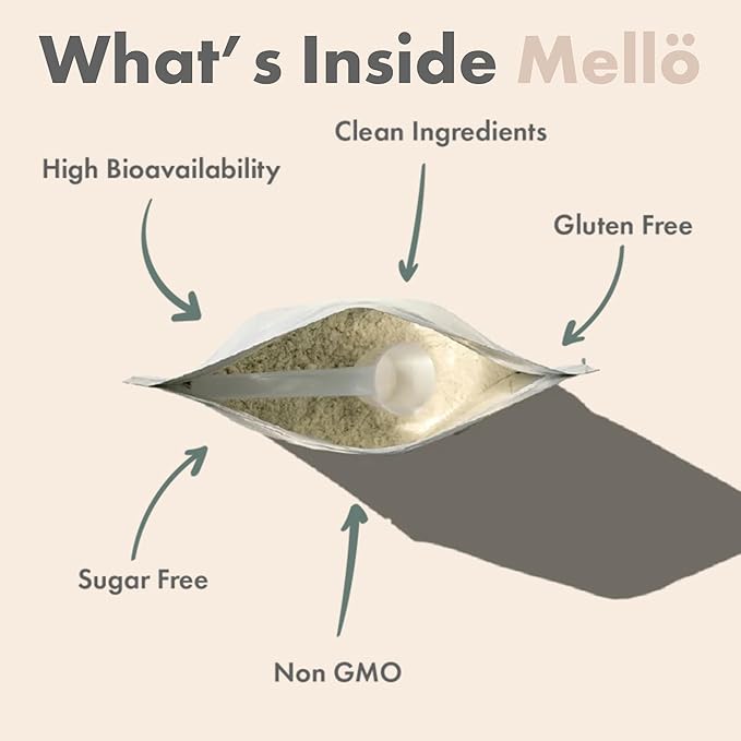 Mellö Magnesium Supplement Superblend Powder - Magnesium Glycinate with L-Theanine, GABA, and 70 Trace Minerals - Supports Sleep, Relaxation, Balanced Energy - Unflavored, 30 Servings