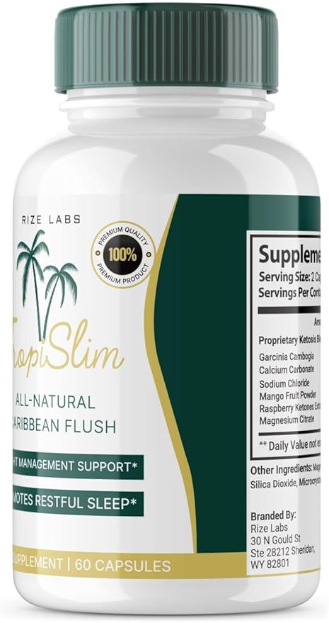 (Official 2 Pack) Tropislim, Tropislim All Natural Caribbean Flush, Weight Loss Supplement, Tropislim Slimming Capsules for Women, Healthy Lifestyle + Leaner Physique, Tropical Reviews (120 Capsules)