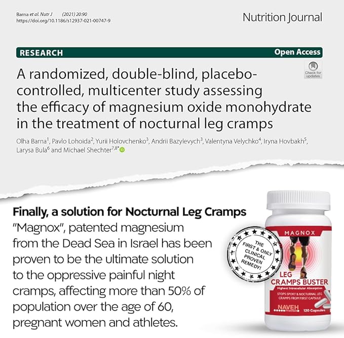 MAGNOX® Leg Cramps Buster | 380mg Magnesium for Leg Cramps at Night | Magnesium Supplement for Muscle Spasms | 3X More Absorption | Dead Sea Minerals | Sleep & Muscle | 120 Caps