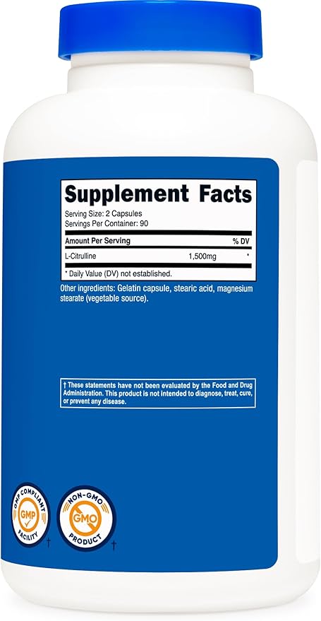 Nutricost L-Citrulline 750mg, 180 Capsules (2 Bottles)