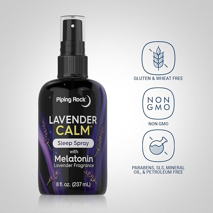 Piping Rock Melatonin Sleep Spray 8 fl oz | with Melatonin & Lavender | Pillow, Room & Body Nighttime Spray
