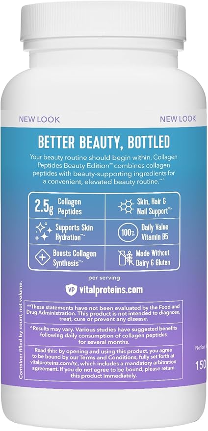 Vital Proteins Collagen Peptides Beauty Edition Capsules, 2.5g of Collagen Per Serving with Biotin and Vitamin C, 30 Servings