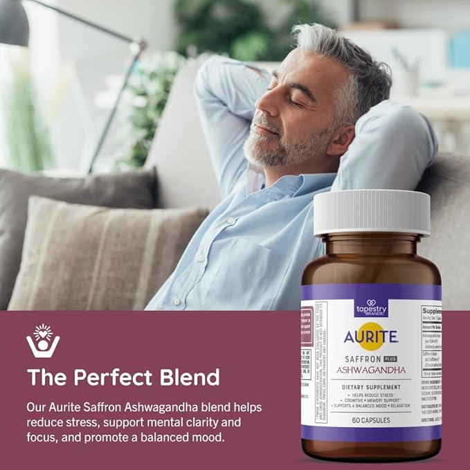 Saffron Supplement | Stress Management, Herbal Mood Support, Long-Term Memory, for Women & Men. (60 Count (Pack of 1), Saffron + Ashwagandha)