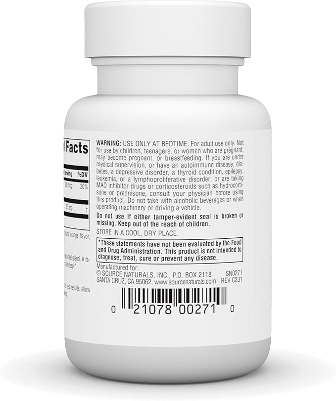 Source Naturals Melatonin 2.5 mg - 60 Orange Flavored Lozenges