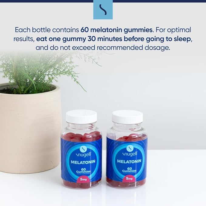 Snugell Melatonin Gummies 5 mg – 60-Count Dietary Supplement – Berry Blend Flavor for Natural Restful Sleep Support – Vegan, Non-Habit Forming, Non-GMO, Pectin-Based, Gluten-Free – Made in the USA (2)